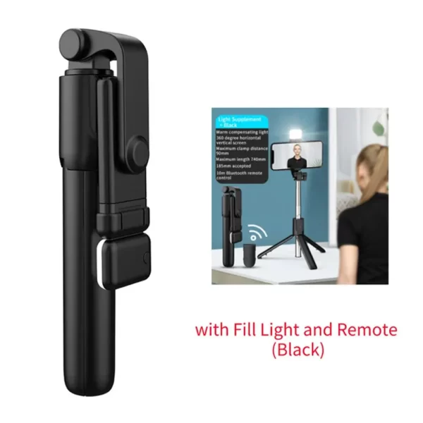 Bluetooth Selfie Stick Mobile Phone Holder Retractable Portable Multifunctional Mini Tripod with Wireless Remote Shutter 740mm - Image 8