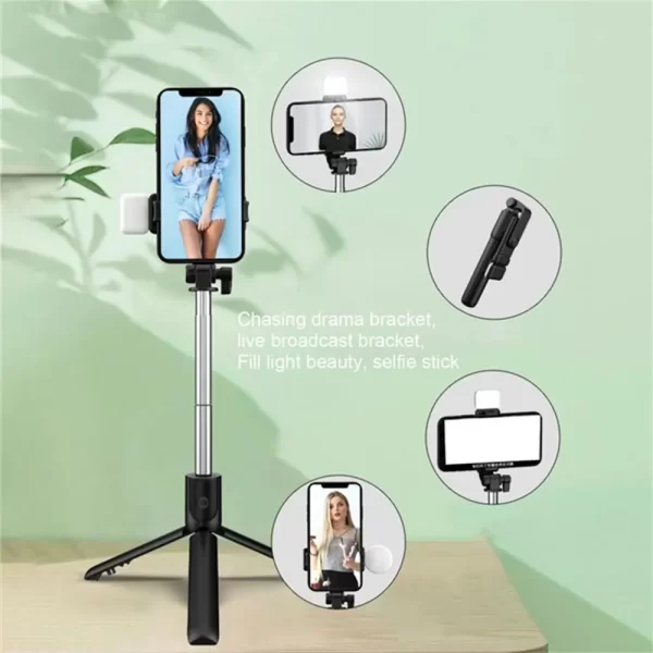 Bluetooth Selfie Stick Mobile Phone Holder Retractable Portable Multifunctional Mini Tripod with Wireless Remote Shutter 740mm - Image 6