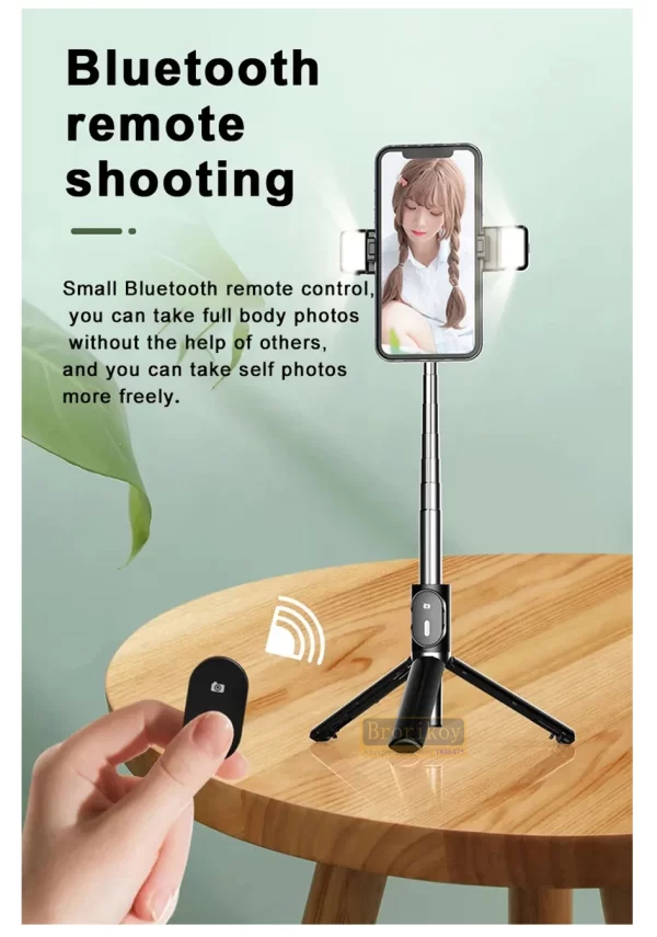 Portable Wireless Bluetooth Selfie Stick Tripod with 2 Fill Light Foldable Mini Phone Stand Holder Tripod for Mobile Smartphone - Image 16