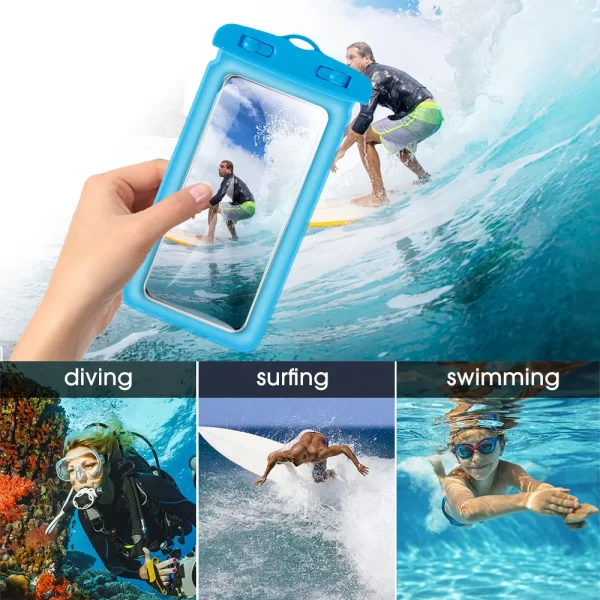 Floating Transparent Waterproof Swim Pouch Phone Case Bag For 5.2-6.4 Inch Mobile Phones Universal Touchscreen Protector Cover - Image 5