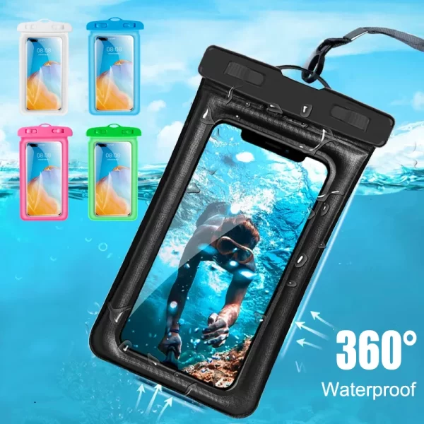 Floating Transparent Waterproof Swim Pouch Phone Case Bag For 5.2-6.4 Inch Mobile Phones Universal Touchscreen Protector Cover