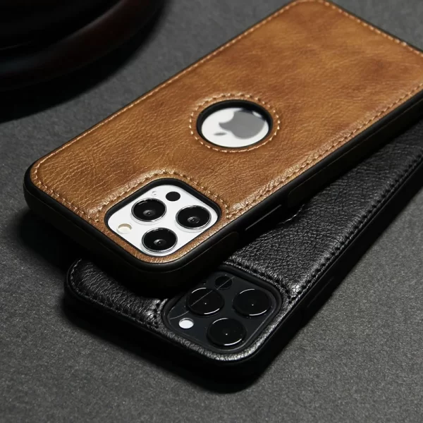 Cell Phone Case High Quality PU Leather Mobile Phones Cases for iPhone 11 12 13 14 15 Pro Max X XR Black Luxury Business Cover - Image 2