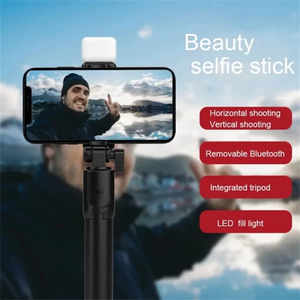 Bluetooth Selfie Stick Mobile Phone Holder Retractable Portable Multifunctional Mini Tripod with Wireless Remote Shutter 740mm - Image 5