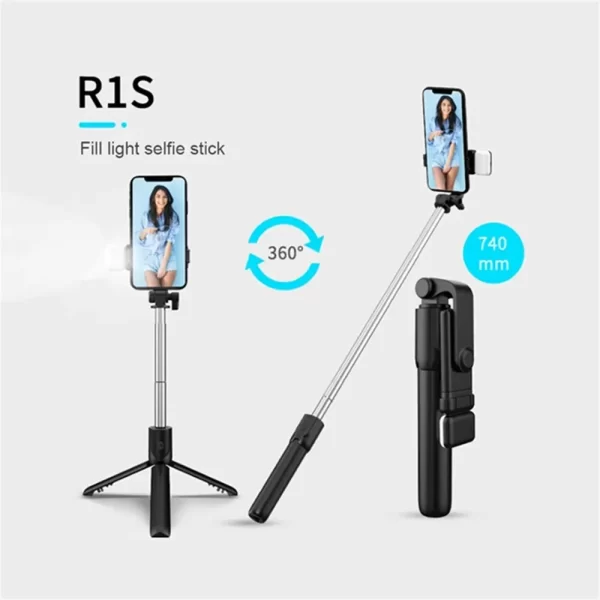 Bluetooth Selfie Stick Mobile Phone Holder Retractable Portable Multifunctional Mini Tripod with Wireless Remote Shutter 740mm - Image 3