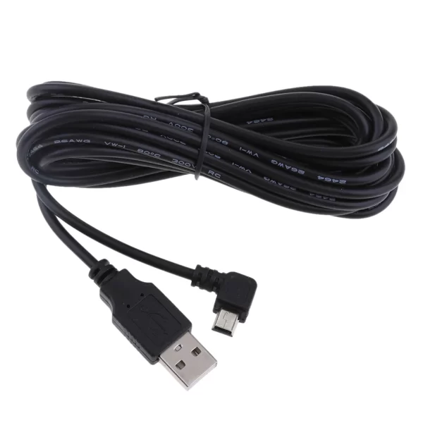 3.5m Dash Cam Charger Cable 5V 2A USB to Mini USB Charger Cable Left Bend DVR GPS Charging Cable for car Truck mobile phones MP3