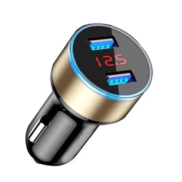 USB Car Charger Fast Charging Dual USB Adapter Cigarette Lighter LED Voltmeter for all Types of Mobile Phones - Image 5