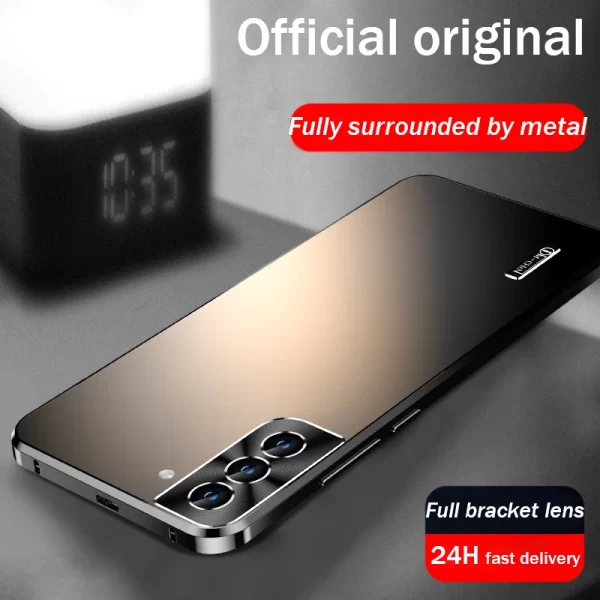 2024 New Metal Shell For Samsung Galaxy S23 S22 S21 S24 ultra Case Built in Lens protection titanium alloy mobile phones cover