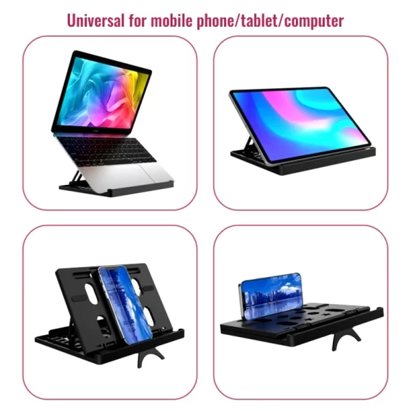 Multi-Angle Notebook Lifting Stand Ergonomic Aluminum 360° Swivel Base Computer Riser Bracket for Laptops Mobile Phones - Image 11