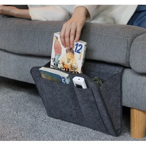 Storage Hang Bag Felt Dormitory Bed Sofa Bedroom Carpet Store Content For CD Magazines, Stationery Pad Mobile Phones Sundries - Image 2