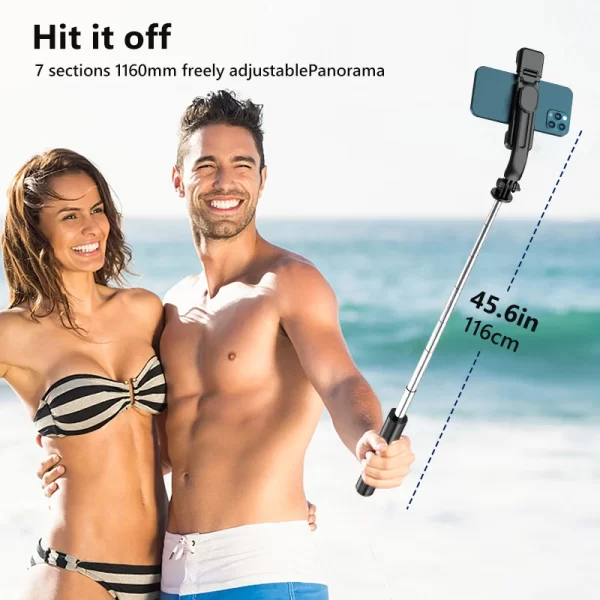 2024 latest hot 1160mm Extended Version Bluetooth Selfie Stick Double Fill Light Tripod with Remote Shutter for Android IOS - Image 6