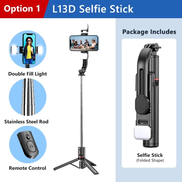 2024 latest hot 1160mm Extended Version Bluetooth Selfie Stick Double Fill Light Tripod with Remote Shutter for Android IOS - Image 8