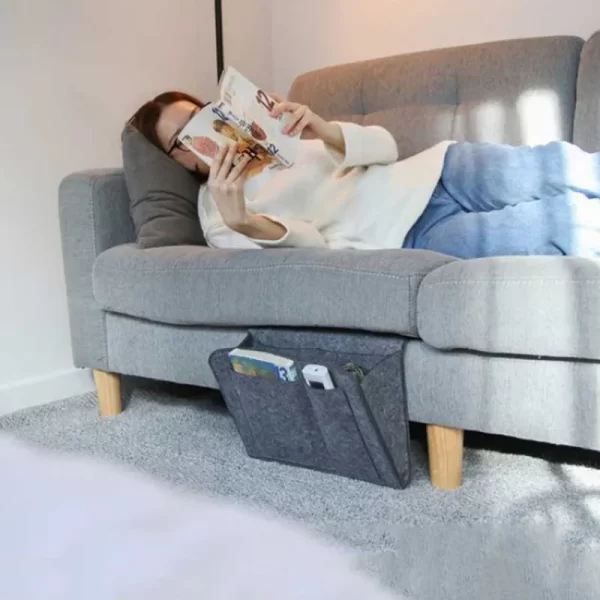 Storage Hang Bag Felt Dormitory Bed Sofa Bedroom Carpet Store Content For CD Magazines, Stationery Pad Mobile Phones Sundries - Image 4