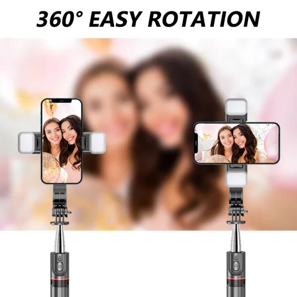 2024 latest hot 1160mm Extended Version Bluetooth Selfie Stick Double Fill Light Tripod with Remote Shutter for Android IOS - Image 3