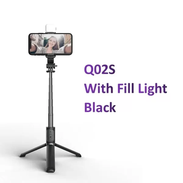 Q02S Bluetooth Wireless Selfie Stick 145cm Mini Tripod Extendable Monopod with fill light Remote shutter For Ios Android phone - Image 7