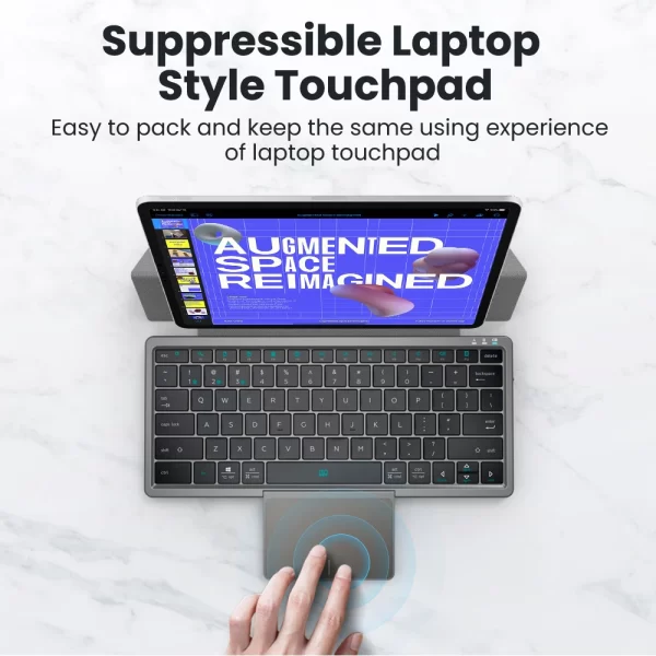 Wireless Keyboard Multi-Device Bluetooth with Touchpad Removable  Cover Foldable Stand Rechargeable for Windows Android iOS Tabl - Image 15