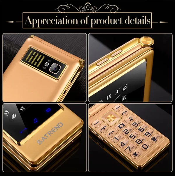 UNIWA A15 Senior Push-Button Loud Cellphone GSM Flip Mobile Phone Dual Screen Dual Sim Russian Hebrew Keyboard Clamshell Phone - Image 30