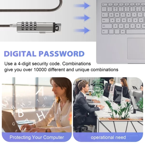 4 Digital Universal Lock USB Laptop Security Cable Lock for Computer - Image 4