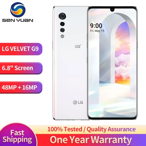 LG VELVET G9 G900TM G900N 5G Mobile Phone 6.8'' NFC 6GB+128GB 48MP+16MP Octa Core Andriod Smart Phone 4G LTE 1/2 Sim Cell Phone