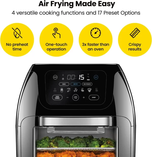 CHEFMAN Multifunctional Digital Air Fryer+ Rotisserie, Dehydrator, Convection Oven, 17 Touch Screen Presets Fry, Roast Dehydrate - Image 2