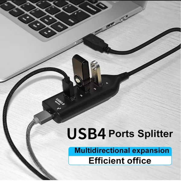 4 Port USB 2.0 Hubs Multi USB Splitter Hub Expander High Speed Transfer OTG Adapter for Macbook Pro Laptop Computer Accessories - Image 3