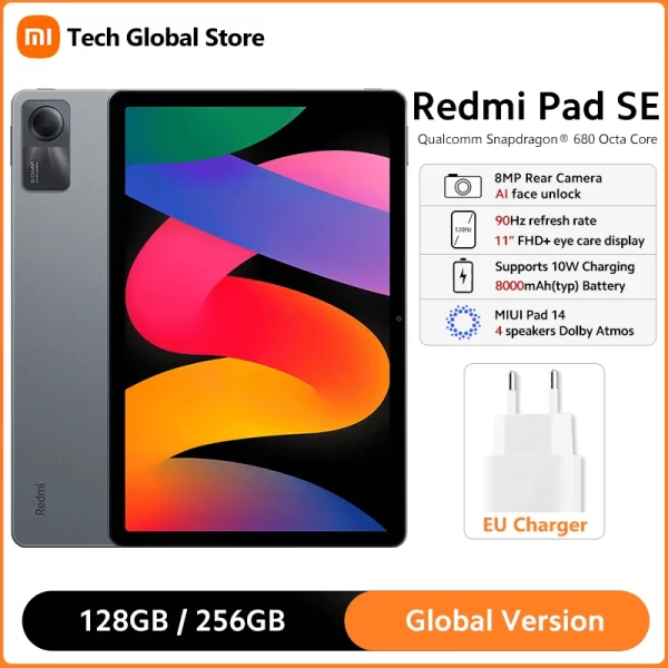 Global Version Xiaomi Redmi Pad SE 8GB 256GB Snapdragon 680 Octa Core 11" 90Hz FHD+ Display 8000mAh Battery Mi Tablet