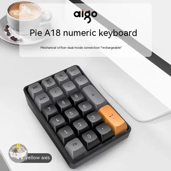 Aigo A18 Mini Keyboard Keypad Dual Mode 2.4ghz Wireless Numpad Mechanical Keyboard Accessory For Computer Office Gaming Man Gift - Image 9