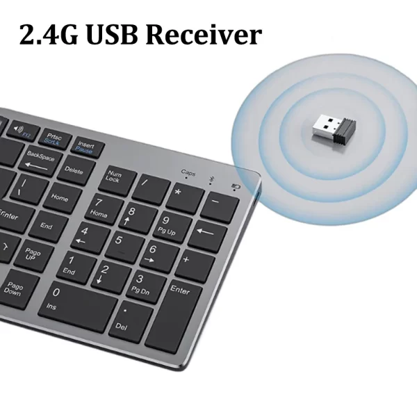 Dual Bluetooth Keyboard 2.4G Wireless Keyboard 102 Keycaps USB C Rechargeable Keyboard For MacBook iPad Tablet PC Accessories - Image 5