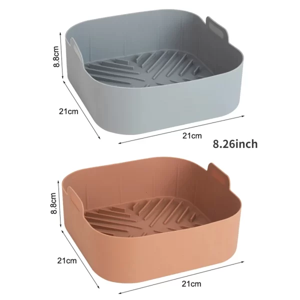 21CM Silicone Air Fryers Liner Basket Square Reusable AirFryers Pot Tray Heat Resistant Food Baking AirFryers Oven Accessories - Image 19