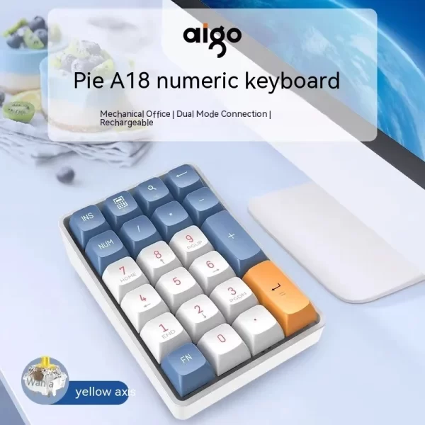 Aigo A18 Mini Keyboard Keypad Dual Mode 2.4ghz Wireless Numpad Mechanical Keyboard Accessory For Computer Office Gaming Man Gift - Image 7