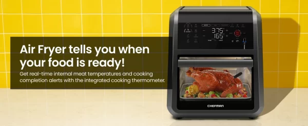 CHEFMAN ExacTemp™ 12 Quart 5-in-1 Air Fryer with Integrated Smart Cooking Thermometer, 28 Touchscreen Presets - Image 7