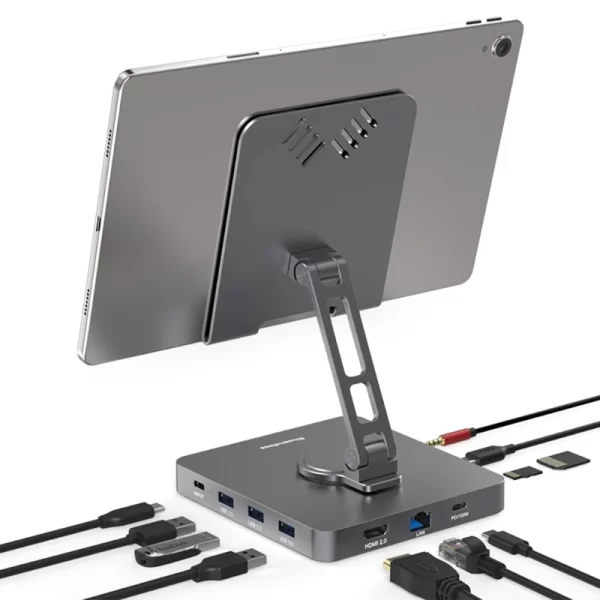 11-in-1 Hub Stand Type-C Dock Station 4K60Hz PD100W Rotary-Folding Holder Laptop Accessories