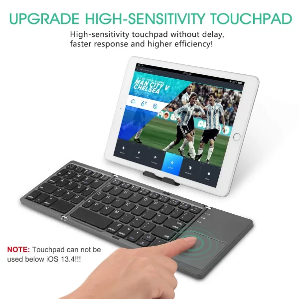 Foldable Bluetooth Keyboard Portable Wireless Keyboard with Stand Holder Rechargeable Pocket Size for Android Windows IOS Table - Image 2