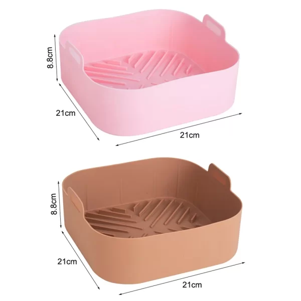 21CM Silicone Air Fryers Liner Basket Square Reusable AirFryers Pot Tray Heat Resistant Food Baking AirFryers Oven Accessories - Image 20