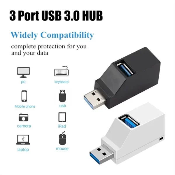 USB 3.0 HUB Adapter Extender Mini Splitter Box 1 to 3 Ports High Speed USB 2.0 Hub For PC Laptop U Disk Card Reader Accessories