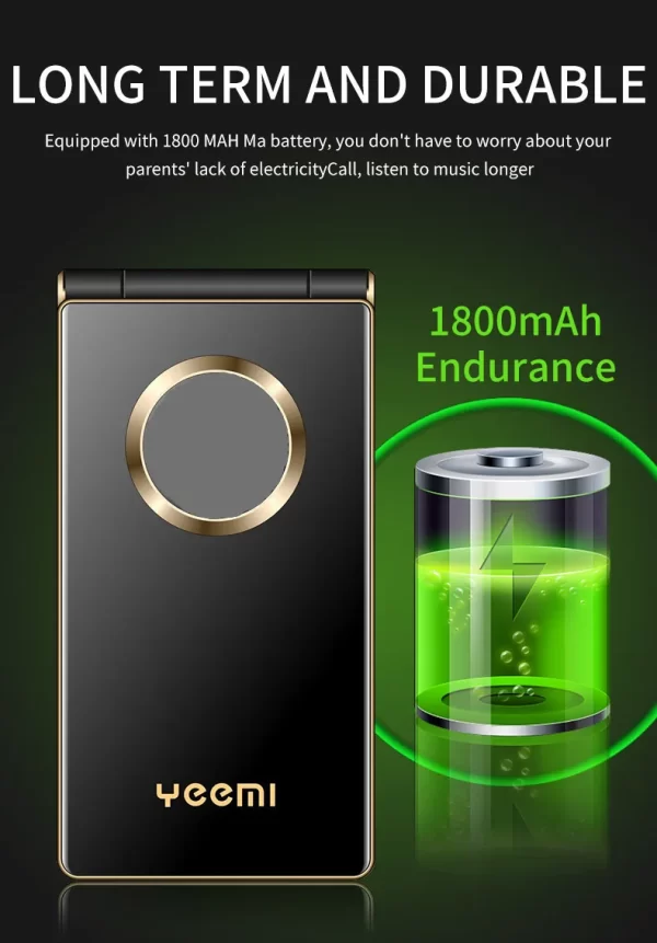 YEEMI M3 Flip Mobile Phone Real 1800mAh Battery LTE 4G WCDMA 3G 2.8'' Display Dual SIM Cards Large Key Cellphone For Elderly - Image 10