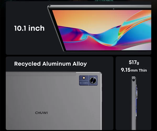 CHUWI Hi10X Pro 10.1 Inch 800*1280 IPS Screen Unisoc T606 4GB RAM 128GB ROM Tablets 2.4G/5G Wifi Android 13 Tablet PC 7000mah - Image 9