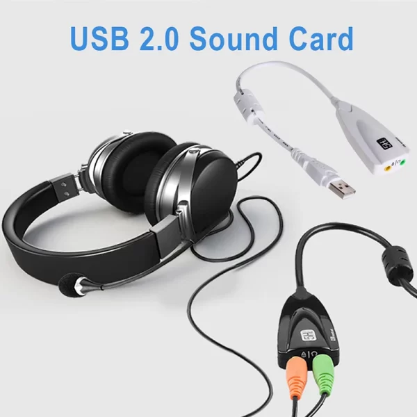 Headphone Speakers Laptop PC DIY Accessories White 5HV2 External USB Sound Card 7.1 With 3.5mm Audio Interface Adapter - Image 8