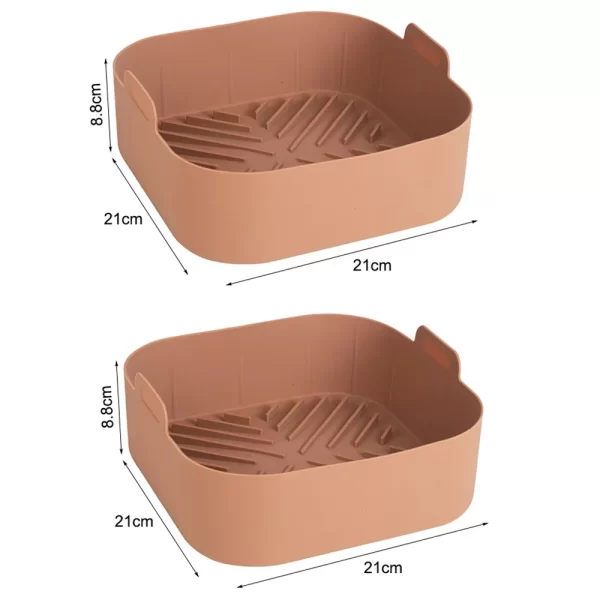 21CM Silicone Air Fryers Liner Basket Square Reusable AirFryers Pot Tray Heat Resistant Food Baking AirFryers Oven Accessories - Image 16