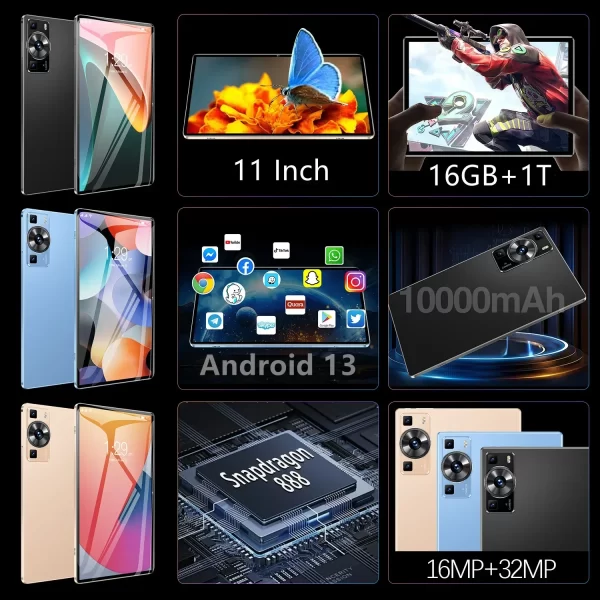 2024 Global Version NEW Original P60 Pro Tablet Android 13 16GB+1TB 11 Inch Snapdrago 888 5G Dual SIM Card WIFI HD 4K Mi Tablet - Image 3