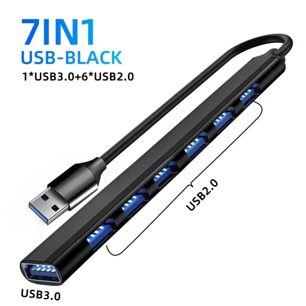 7 in 1 USB Hub 3.0 USB 2.0 Multi USB Hub Splitter Power Adapter 7 Port Multiple Expander 2.0 OTG USB for PC Laptop Accessories - Image 9