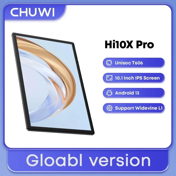 CHUWI Hi10X Pro 10.1 Inch 800*1280 IPS Screen Unisoc T606 4GB RAM 128GB ROM Tablets 2.4G/5G Wifi Android 13 Tablet PC 7000mah