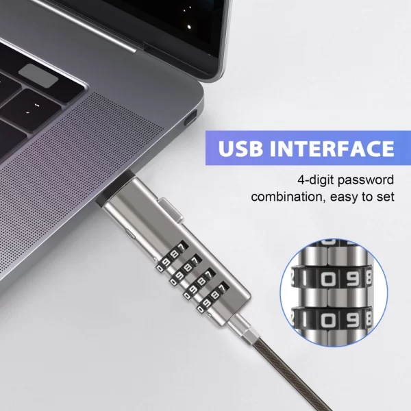 4 Digital Universal Lock USB Laptop Security Cable Lock for Computer - Image 5