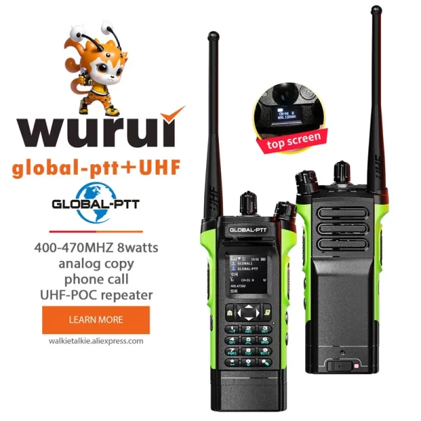 Global-ptt 6500 walkie talkie 4G POC+UHF Two-way radio profesional commutator large long range phones telecommunications police