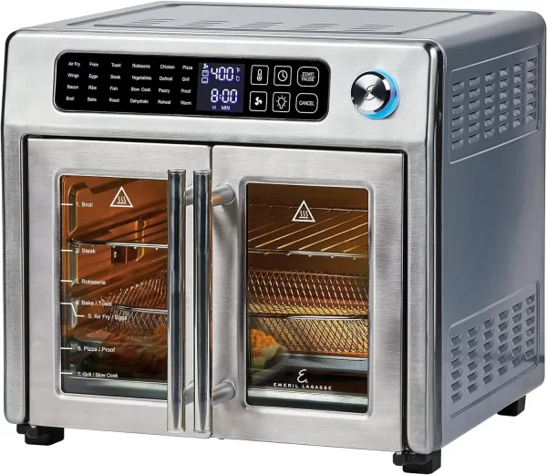 Emeril Lagasse 26 QT Extra Large Air Fryer, Convection Toaster Oven with French Doors, Stainless Steel - Image 7