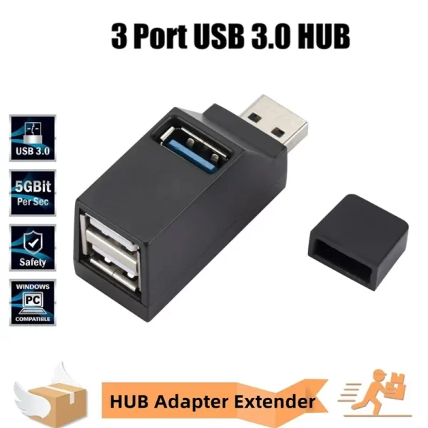 USB 3.0 HUB Adapter Extender Mini Splitter Box 1 to 3 Ports High Speed USB 2.0 Hub For PC Laptop U Disk Card Reader Accessories - Image 2