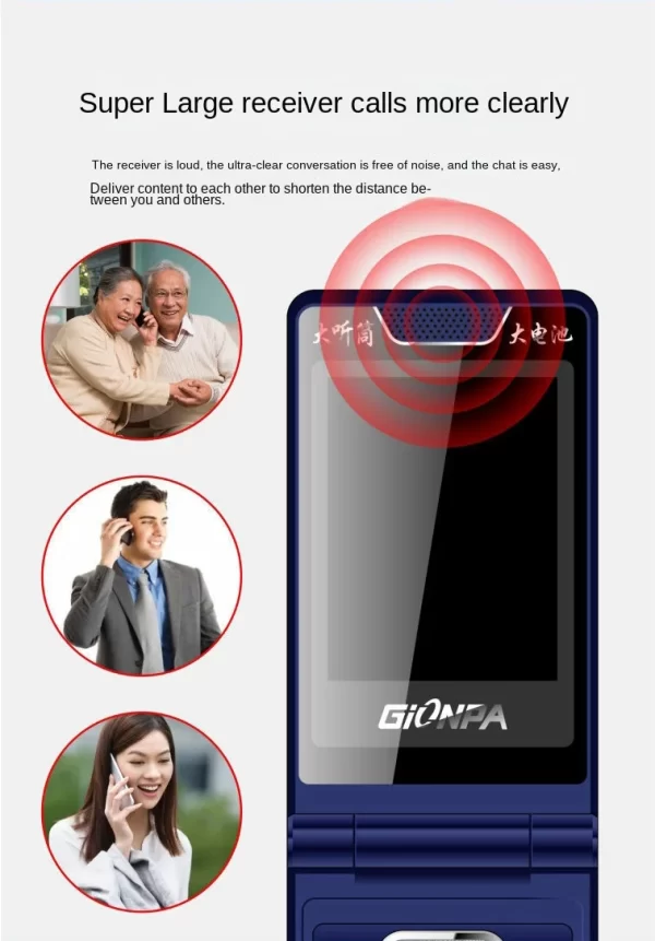 4050mah Elderly Big Push Button Flip Mobile Phone 2.8" Dual Sim Card MP3 2G GSM Unlocked Celular Torch Clamshell CellPhone - Image 15